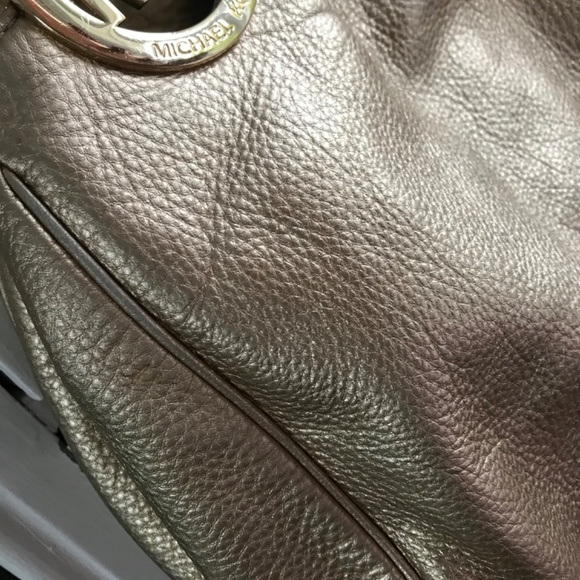 Michael Kors Large genuine gold leather bag big MK - Picture 6 of 13